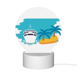 Round Acrylic Night Light, A Boat Is Sailing In The Ocean Next To A Palm Tree. -Acrylic Night Light Shop 0e822fd73ba9ac4232b791e54f258abd8534f67c