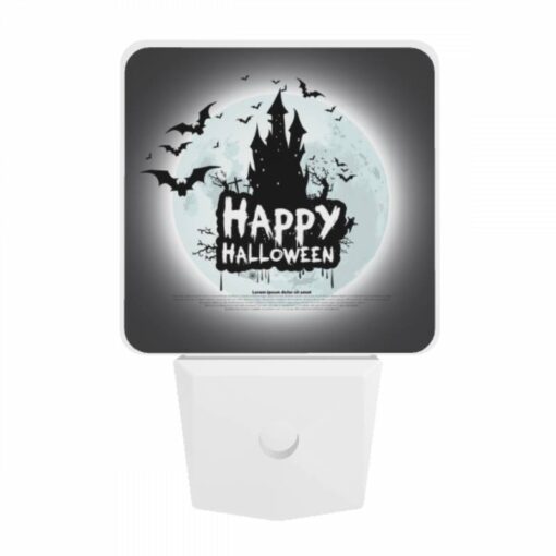 Night Light, A Poster With A Castle And Bats On It That Says "Happy Halloween.". -Acrylic Night Light Shop 0f246122db855c290701370b599af4f2bb153dd2