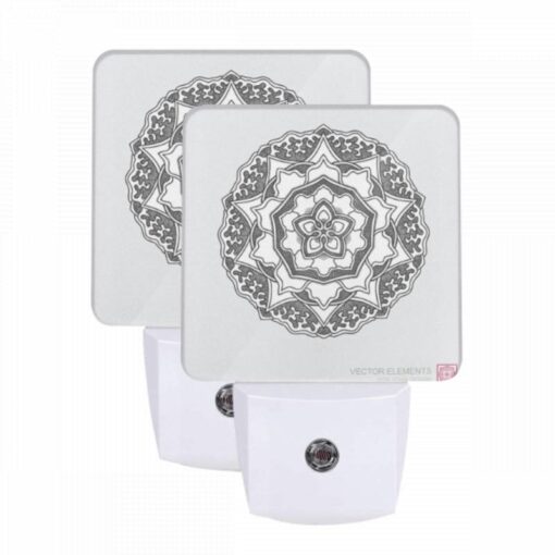 Night Light Set Of 2, A Black And White Design Of A Flower. -Acrylic Night Light Shop 0f71252507edb0e746dd536eab093c562cfade6f