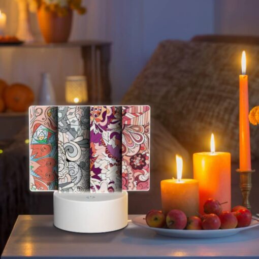 Rectangular Acrylic Night Light, Four Different Colored Designs Of A Flower. -Acrylic Night Light Shop 108212c2e3f48b5104309a0b1b5df09d4dc6ad7b