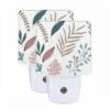 Night Light Set Of 2, A Collection Of Leaves And Flowers In Various Colors.
