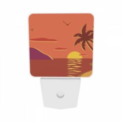 Night Light Set Of 2, A Sunset With A Palm Tree And Birds In The Sky. -Acrylic Night Light Shop 111e7528251f0176517d6c429729f137128b52a3