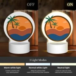 Round Acrylic Night Light, A Sunset Scene With A Beach And Palm Trees. -Acrylic Night Light Shop 11d7668176476fc4b6751d1c802258f8fb688ea6