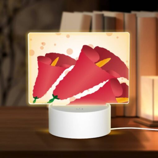 Rectangular Acrylic Night Light, A Red Flower With Green Leaves. -Acrylic Night Light Shop 11fc126879b18f98472cce680352ed4c6cd8a32f