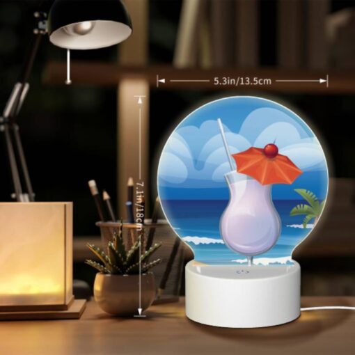 Round Acrylic Night Light, A Cocktail With A Cherry On Top Is Sitting On A Beach. -Acrylic Night Light Shop 12d9b6d29d524a168e2ecf90f9329677239fccb2