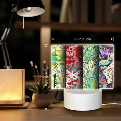 Rectangular Acrylic Night Light, Four Different Colored Papers With Designs On Them. -Acrylic Night Light Shop 1358fca87092094579066bf3604a397088eb8f1e