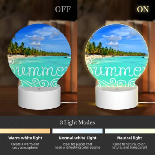 Round Acrylic Night Light, A Beautiful Beach Scene With A Blue Ocean And Palm Trees. -Acrylic Night Light Shop 13f426480be87714a50158e4b565c7b62afa770c