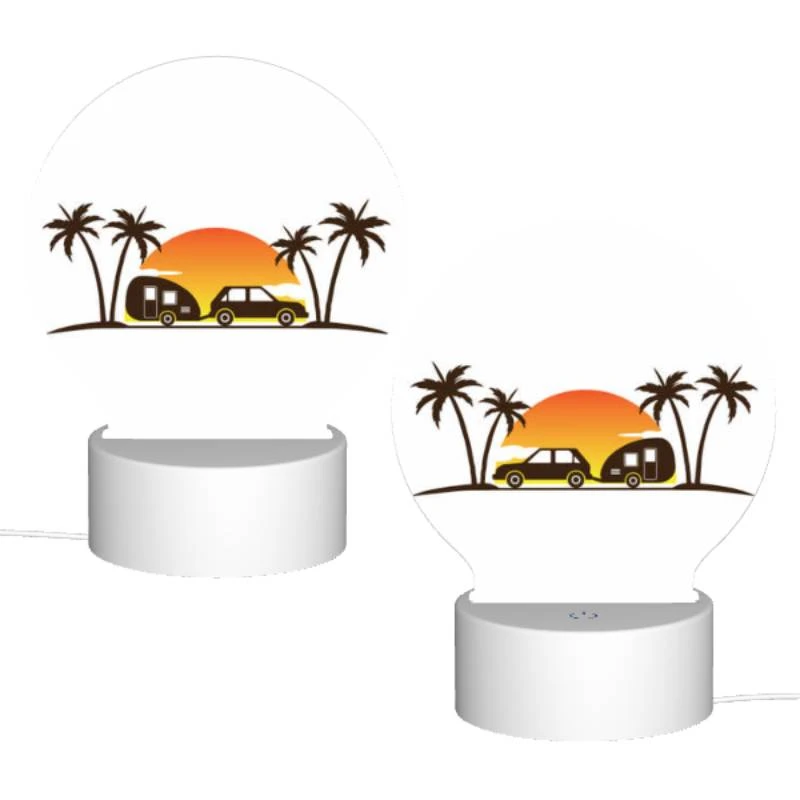 Round Acrylic Night Light, A car is parked in front of a camper Round Acrylic Night Light, A Car Is Parked In Front Of A Camper -Acrylic Night Light Shop 14202f563c4f4c51d82cecf6399dd9d3d9edd4de