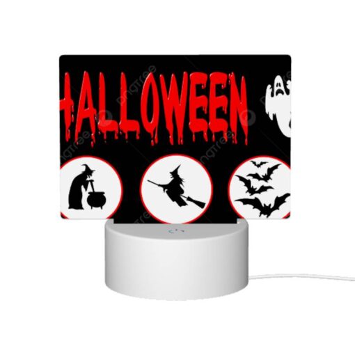 Rectangular Acrylic Night Light, A Halloween Sign With Four Different Images Of Witches And Bats. -Acrylic Night Light Shop 144338ec740b3df9d00f28853cad5787939d20dd