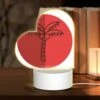 Love Acrylic Night Light, A Red Circle With A Palm Tree In It.