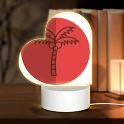 Love Acrylic Night Light, A Red Circle With A Palm Tree In It.