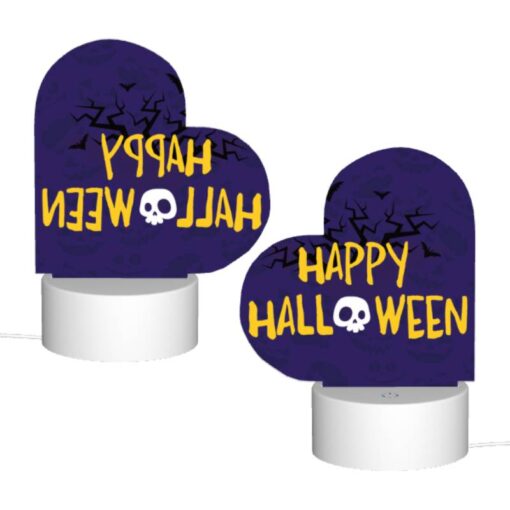 Love Acrylic Night Light, A Purple Background With A Skull And Crossbones And The Words "Happy Halloween" Written In Yellow. -Acrylic Night Light Shop 151b9ef9c0587772b8834c3b35ad10adebfc99bf