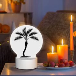 Round Acrylic Night Light, A Black And White Drawing Of A Palm Tree. -Acrylic Night Light Shop 154e78a2ae74ed474cdbe870365b673e1f20b2b9