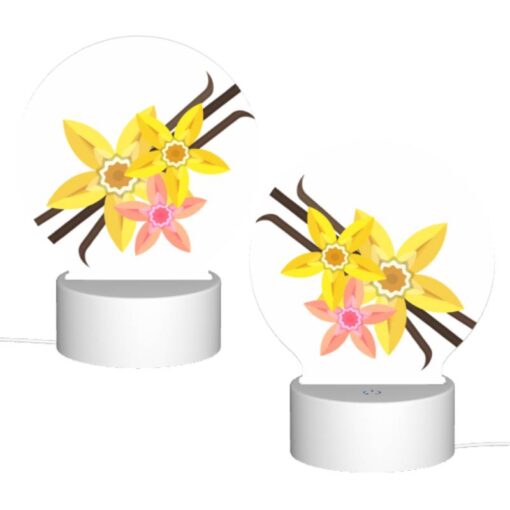 Round Acrylic Night Light, A Yellow Flower With A Pink Center Is Surrounded By Other Yellow Flowers. -Acrylic Night Light Shop 168fb17158ca2cfe56b9e2ca100803f0d4fb6522