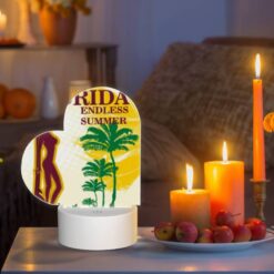 Love Acrylic Night Light, A Woman Is Holding A Surfboard In Front Of A Tropical Beach. -Acrylic Night Light Shop 16a90feba1e3728c4745cbcfdbc38628097bcd32