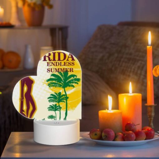 Love Acrylic Night Light, A Woman Is Holding A Surfboard In Front Of A Tropical Beach. -Acrylic Night Light Shop 16a90feba1e3728c4745cbcfdbc38628097bcd32