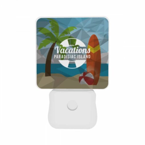 Night Light Set Of 2, A Vacations Logo With A Palm Tree And A Surfboard. -Acrylic Night Light Shop 16bdfab9ef8bcf460812c47ee1b1557eda4bffa9