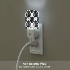 Night Light Set Of 2, A Pattern Of Leaves On A Black And White Background. -Acrylic Night Light Shop 174d3e4f9c6a4ca631f49306677a3274fac288eb