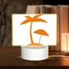 Rectangular Acrylic Night Light, A Picture Of A Palm Tree With A Beach Umbrella.