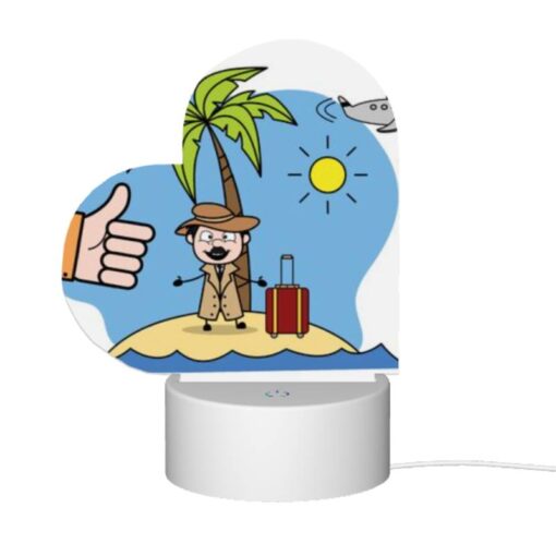 Love Acrylic Night Light, A Man In A Suit And Hat Is Standing On A Beach With A Suitcase And A Bag. -Acrylic Night Light Shop 180ff1477f0b19dd8ab8e0cc8c19c815d92b0292