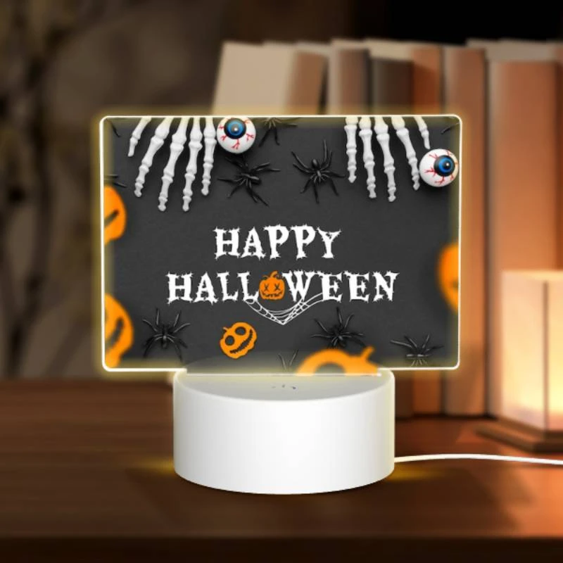 Rectangular Acrylic Night Light, A Halloween poster with a spider web and skeletons. Rectangular Acrylic Night Light, A Halloween Poster With A Spider Web And Skeletons. -Acrylic Night Light Shop 18858ee1524a17586a34ea48516c64474618ca6d