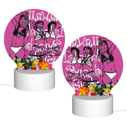 Round Acrylic Night Light, Three Women In Bikinis Are Standing On A Pink Background. -Acrylic Night Light Shop 1899e56789da911a8381b2be9396d1a60cadc6e5