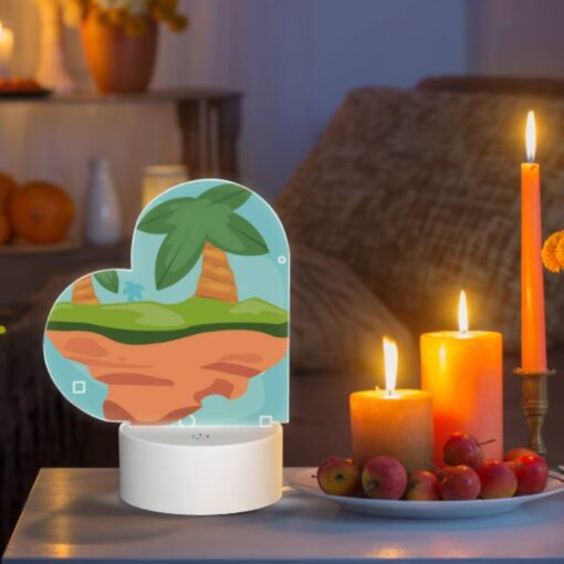 Love Acrylic Night Light, A Cartoon Image Of A Tropical Island With A Man Standing On It. -Acrylic Night Light Shop 189d7efacca7d933cb525e4486c9b5974432ed40