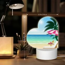 Love Acrylic Night Light, A Beach Scene With A Pink And White Umbrella -Acrylic Night Light Shop 18d9731bd32ce616e4e121a2085e267be63168eb