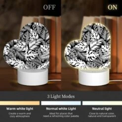 Love Acrylic Night Light, A Black And White Image Of A Leafy Plant With A Pattern Of Dots. -Acrylic Night Light Shop 194f27210153ab5d35d9f44b78c06533371d3c19