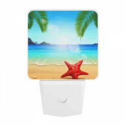 Night Light, A Red Starfish Is Sitting On The Beach In Front Of The Ocean. -Acrylic Night Light Shop 1952450255972e93a36268e21e22d6df2fe56490