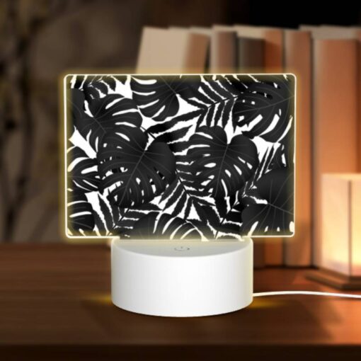 Rectangular Acrylic Night Light, A Black And White Photo Of A Leafy Plant. -Acrylic Night Light Shop 1983ab676f946a328e2ad3e04f819284f12e187f