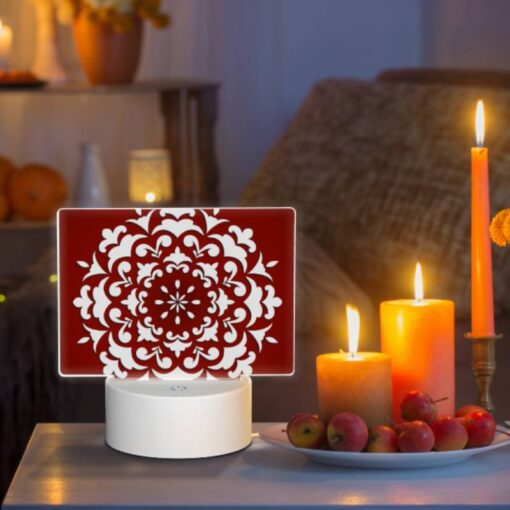 Rectangular Acrylic Night Light, A White And Red Flower Design On A Red Background. -Acrylic Night Light Shop 19d84d08288a7f9b69ce0be65d29e14fde892181