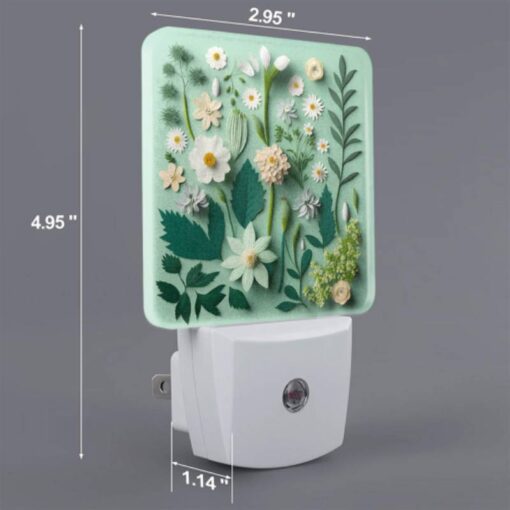 Night Light, A Collection Of Flowers And Leaves On A Green Background. -Acrylic Night Light Shop 1a188b57ad156821b54f7f72ffa95d4b731f8c8e