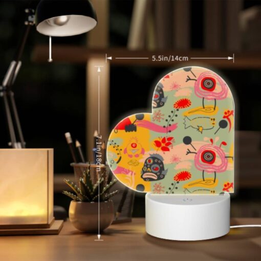 Love Acrylic Night Light, A Colorful And Whimsical Pattern Featuring A Variety Of Animals And Objects. -Acrylic Night Light Shop 1a3016c962894e1a0350c9f2ded63d30f678d9f1