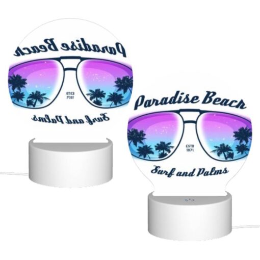 Round Acrylic Night Light, A Pair Of Sunglasses With A Beach Scene On Them. -Acrylic Night Light Shop 1a4c92e9a85b2324b63ca405f1f6998ef4270471