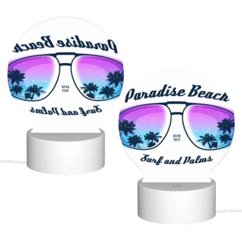 Round Acrylic Night Light, A pair of sunglasses with a beach scene on them. Round Acrylic Night Light, A Pair Of Sunglasses With A Beach Scene On Them. -Acrylic Night Light Shop 1a4c92e9a85b2324b63ca405f1f6998ef4270471