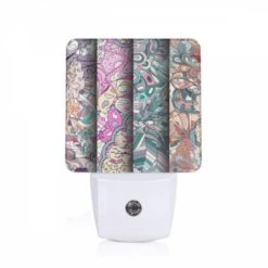 Night Light, Three Colorful Designs Are Displayed On A Wall.