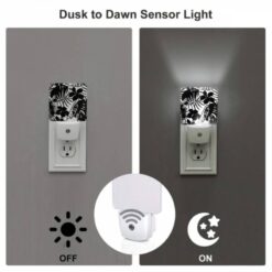 Night Light Set Of 2, A Black And White Image Of A Leafy Plant With A Face Drawn On It. -Acrylic Night Light Shop 1a8d14a549837b3ed4af3b5b931230be298c9a44