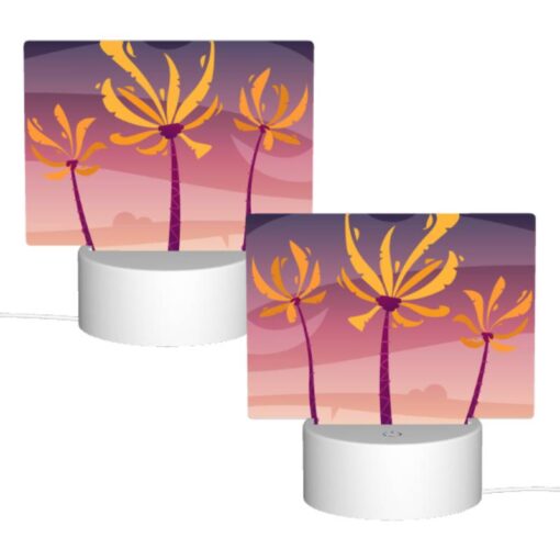 Rectangular Acrylic Night Light, Three Palm Trees With Yellow Flowers In The Sky. -Acrylic Night Light Shop 1ad02d823d0411c88ff9f19adba54865c1f2eb6c