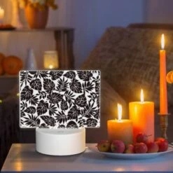 Rectangular Acrylic Night Light, A Pattern Of Leaves On A Black And White Background. -Acrylic Night Light Shop 1baa65e679a19bb72e5fdc09d9f70d2c6ece45e1