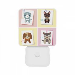 Night Light Set Of 2, Four Different Colored Dog Pictures Are On A Yellow Background. -Acrylic Night Light Shop 1bbc4781ea415447d35943e3e9d333d55c8b3b9c