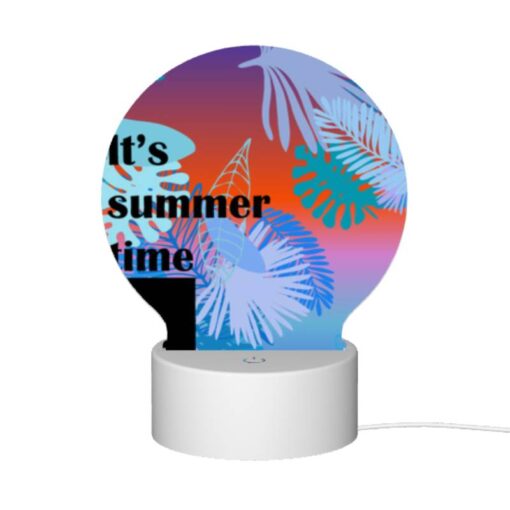 Round Acrylic Night Light, A Colorful Image Of A Palm Tree With The Words "It's Summer Time" Written On It. -Acrylic Night Light Shop 1bf0106f125fddb3ffb13c3384b8b9d0171ad961
