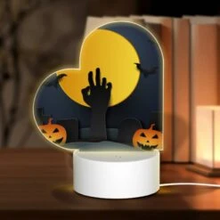 Love Acrylic Night Light, A Hand Is Reaching Out Towards A Full Moon