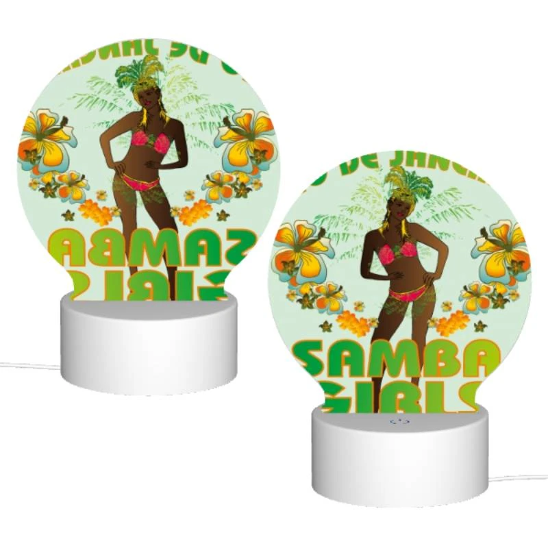 Round Acrylic Night Light, A woman in a bikini is posing for a poster advertising Rio de Janeiro. Round Acrylic Night Light, A Woman In A Bikini Is Posing For A Poster Advertising Rio De Janeiro. -Acrylic Night Light Shop 1c38d3c5c6744bbc5bc0066a3c096d5c15965d06