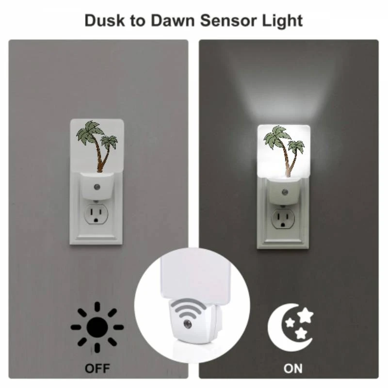 Night Light Set of 2, A green and brown palm tree with a brown trunk. Night Light Set Of 2, A Green And Brown Palm Tree With A Brown Trunk. -Acrylic Night Light Shop 1cc7a42ee3059cbded8cad3346fa4e8190cb0422