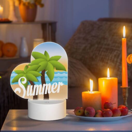 Love Acrylic Night Light, A Cartoon Image Of A Palm Tree And The Word "summer" On A Beach. -Acrylic Night Light Shop 1d05aa04bede6fb9d22b28fa8ad481ea204ee63d