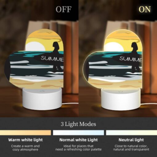 Love Acrylic Night Light, A Woman Is Walking On The Beach With A Surfboard. -Acrylic Night Light Shop 1e046e25a8811921aab5e72fa6ed079c1b474850