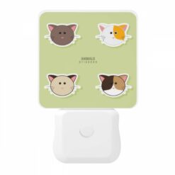 Night Light, Four Different Cat Stickers Are Shown On A Green Background. -Acrylic Night Light Shop 1e845e2b50902dec4dd0cf115612190584260e79