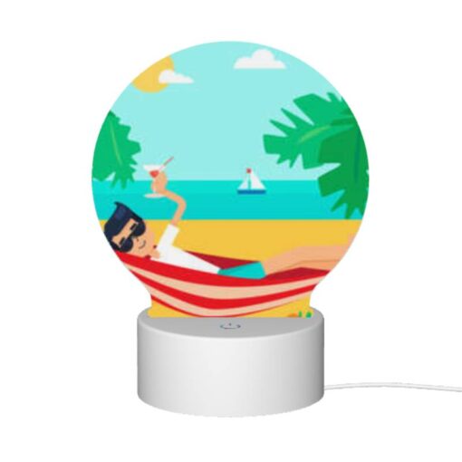 Round Acrylic Night Light, A Man Is Sitting On A Beach Chair -Acrylic Night Light Shop 1f040c19d0e950ce650370a96ee904639482650c