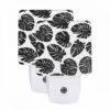 Night Light Set Of 2, A Pattern Of Black And White Leaves.